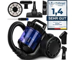 Zeegma Zonder Base Cycloon Stofzuiger + FREE SMALL TURBO BRUSH ZONDE – 899W – 20.000 PA Zuigkracht – 2,5L Stofreservoir – HEPA 13 Allergiefilter – Energieklasse A – 10-in-1 Accessoires – Automatisch Oprolbaar Snoer