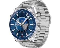 WizBay Premium Select® 1.53 inch HD TFT - Bluetooth Bellen - Message - Dynamic Hartslag & Slaap Monitor - Bloeddruk & Bloedzuurstofmeting - 100+ Sport Modi - 400mAh - Wireless Laden - Zilveren Case - RVS Zilver Band met Extra Blauwe TPU Band