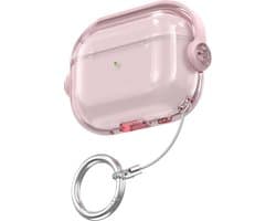Ainy - PRO Case met sleutelhanger roze - Geschikt voor Apple Airpods Pro 2 / Pro 1 | case met keycord | schokbestendig | Uitsparing voor oplaadpoort & draadloos opladen ondersteund | cadeau voor haar