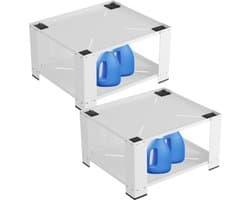 Wasmachine Verhoger - Dubbel - Wasmachine opbouwmeubel - Tot 150kg - Wasmachine Kast - Wasmachine Sokkel Universeel Wit