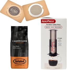 Aeropress Coffee Maker + IMS E&B LAB koffie filter 150 micron RVS + Bristot L’Americano Dark Roast koffie 226,8 gram — thumbnail 1
