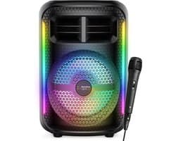 PartyFunLights draadloze karaoke set party speaker met microfoon zwart - Discoverlichting - Oplaadbaar