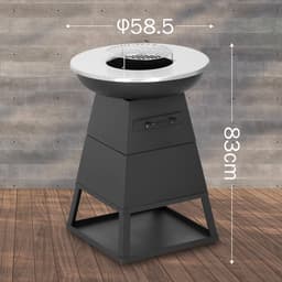Bali OUTDOORS 3-in-1 Grillring BBQ en Plancha Grill en Vuurkorf– Staand Vuurschaal BBQ met Brandhout Opslagplaats - RVS ronde Teppanyaki Bakplaat - Houtskoolbarbecue – Buitenkeuken – Metaal – Zwart – Ø 58.5x H83cm — thumbnail 5