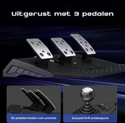 PXN - V9 Gen 2 - Race Stuur - Met Pedalen en Shifter - 270/900°- Game Stuur - Geschikt voor PS4 - Xbox One - PC - Xbox Series X|S - PS3 - Met App — thumbnail 5