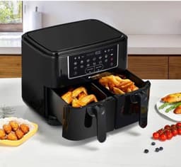 Airfryer Olievrije Friteuse CONTINENTAL EDISON - CERFRSH24002CB - 9 L - Dubbele manden - 2400W - Zwart — thumbnail 4