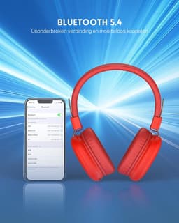 StayPowered Kinderkoptelefoon - Veilig Luisteren en Comfort voor Elk Moment - Instelbaar Volume - 50 Uur Batterij - Bluetooth 5.4 - Ingebouwde Microfoon - Opvouwbaar en Licht - Rood - Levering Sneller dan Aangegeven! — thumbnail 5