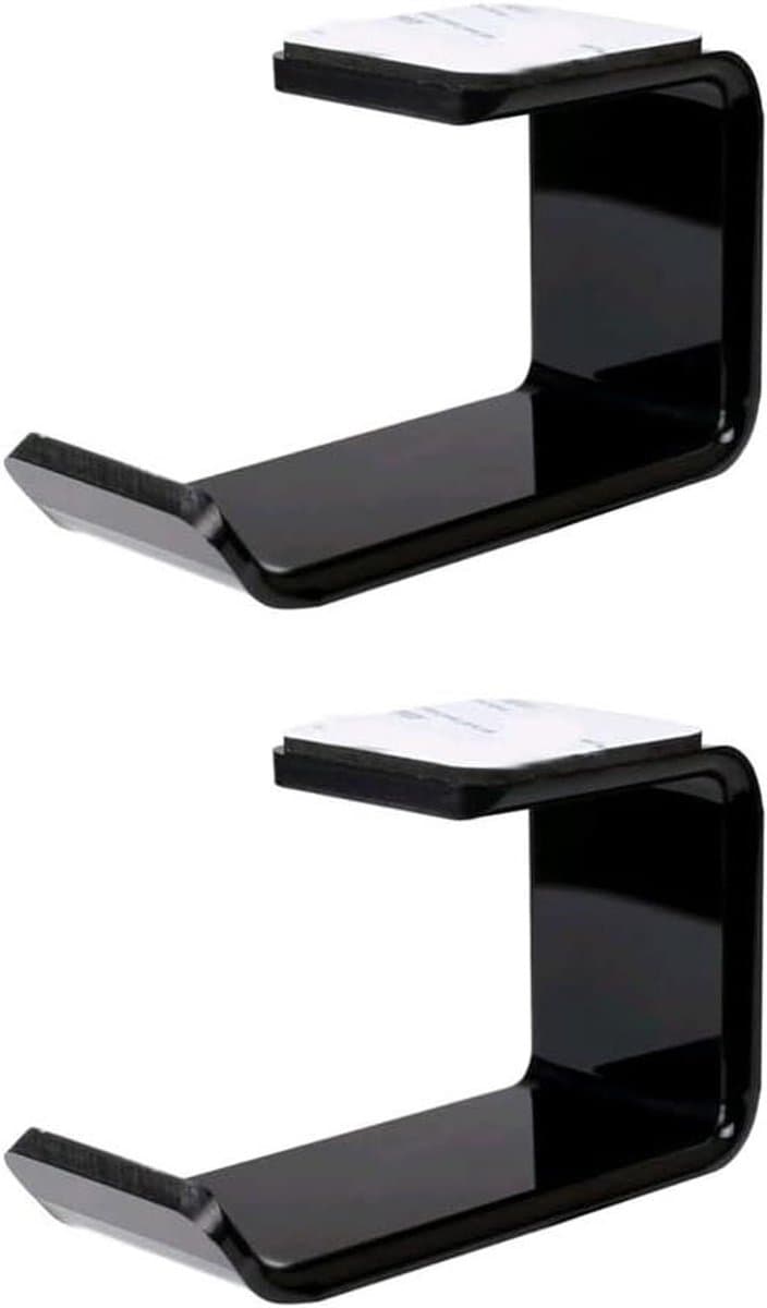 Allecto - Onder-bureau hoofdtelefoonstandaard - Houder - Universeel - 2-delige acryl - Display - Zelfklevend - Hoofdtelefoons - Zwart. — afbeelding 1