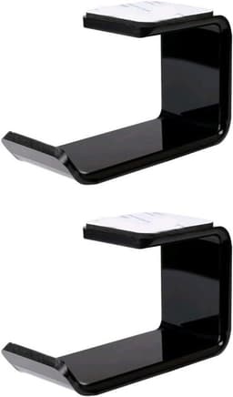 Allecto - Onder-bureau hoofdtelefoonstandaard - Houder - Universeel - 2-delige acryl - Display - Zelfklevend - Hoofdtelefoons - Zwart. — thumbnail 1