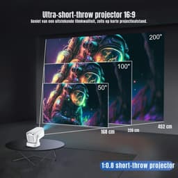 SAVI® Draagbare beamer - Beamer - Projector - Mini Beamer - Wit - 20cm x 11cm x 10cm — thumbnail 5