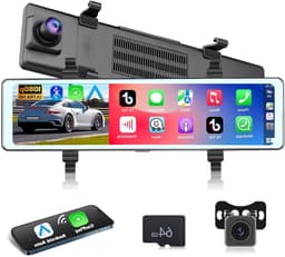 Autospiegel – Achteruitkijkspiegel – Dashcam – Spiegelcamera – Smart Mirror – 11,26 Inch IPS-Touchscreen – Dual 1080p HD Camera — thumbnail 1