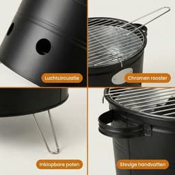 Lomera Draagbare Barbecue - Draagbare BBQ - Houtskoolbarbecue - Houtskool BBQ - Tafel BBQ - Tafelbarbecue - Tafelgrill - Mini BBQ - Camping Barbecue - Barbecue voor Strand - Barbecue voor Park - Barbecue voor Balkon — thumbnail 5