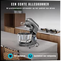 SVN® Mixer met mengkom - Mixer - Mixer met mengkom keukenmachine - Zilver/ Zwart - 22cm x 35cm x 30cm — thumbnail 2
