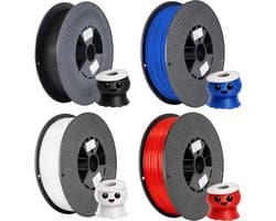 PLA+ 4KG Voordeelpakket 3D Printer Filament 1.75 mm - Zwart, Wit, Rood, Blauw - 4 kg - Hoge Kwaliteit en Duurzaam - Compatibel met Creality, Bambu Lab, Esun en Meer - Perfect voor Prototypes, Modellen en Accessoires - Professioneel en Thuisgebruik