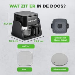 Heteluchtfriteuse Grill - Airfryer Combi - Gezond Koken - Transparante Kom - 4.2 Liter - Zwart — thumbnail 2