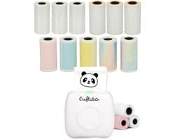 Crafts&Co Mini Pocket Printer - Combideal met 3x Stickerpapier, 3x Transparant en 5x Gekleurde Stickers - Wit