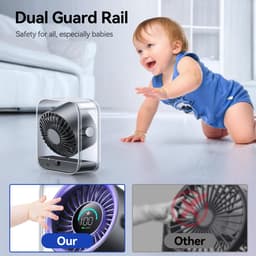 Kraftverdia Ventilator - Tafelventilator Stil Geruisloos USB - Oplaadbaar & Draadloos - 100 Snelheden - Paars — thumbnail 3
