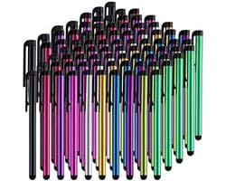 Multicolor touchscreen pen stylus pen set 25 stuks dames heren met clip en rubber tip geschikt voor iPhone 16/15/14/13/Pro Max, Samsung S23/S22 5G, iPad Air Pro Mini, Tabletten