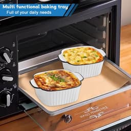 4 Stuks Witte Geribbelde Keramische Ovenschaal Met Oren - Geschikt voor Oven, Airfryer & Magnetron, Vierkante Bakvorm voor Lasagne & Ovengerechten — thumbnail 8