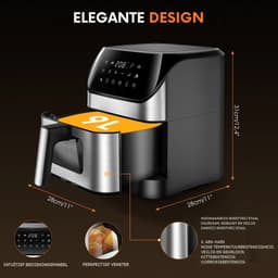 Airfryer - Hetelucht friteuse - 9L - 10 vooraf ingestelde functies - 1800W - Digitaal Display -Slimme functies - Geavanceerde 360° Luchttechnologie — thumbnail 5