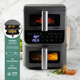 DOMO DO550FR Dubbele Airfryer XX - Heteluchtfriteuse - 3,5 + 6,5 L – 2500 W - Grijs — thumbnail 2