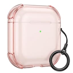 Roze transparant hoesje voor oordopjes met sleutelring – schokbestendige beschermhoes geschikt voor AirPods 4 — thumbnail 1