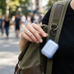 Blauw transparant hoesje voor oordopjes met sleutelring – schokbestendige beschermhoes geschikt voor AirPods Pro 3 — thumbnail 5
