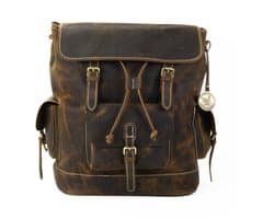 DE LAMASSU® Leren Laptop Rugzak 16 Inch – Grote Rugtas Echt Leer – Vintage Backpack met Veel Vakken – Unisex Werk, School & Reizen – 1,5 KG