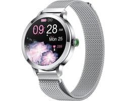 Evy24 Smartwatch Dames 38mm - Horloge Dames - AMOLED - Stappenteller - Saturatiemeter - Geschikt voor iPhone & Android - 2 Bandjes - Zilver — afbeelding 1