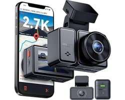 VANTRUE E2 1944P+1944P Dashcam Auto 5GHz WiFi GPS, Draadloze en Spraakgestuurde Dashcam Voor Achter, WDR-nachtzicht, Buffer Parkeermodus Autocamera, 2,45 Inch Lusopname G-sensor, Max. 512GB
