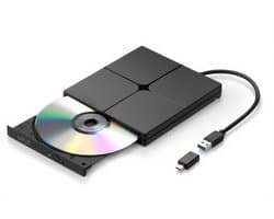 UPLY Externe DVD Speler - Windows en Mac - USB C en USB 3.0 - Externe DVD Speler voor Laptop - Externe DVD Speler en Brander - CD