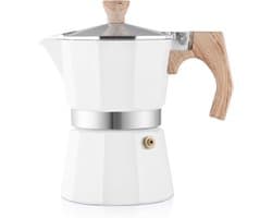 150ml 3-Kops Aluminium Moka Pot Fornuis Espressomachine - Klassiek Italiaans Design voor Italiaanse & Cubaanse Koffie, Geschikt voor Thuis & Kamperen - zwart