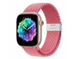 Helder roze nylon horlogebandje geschikt voor Apple Watch dames en heren 42mm (serie 1 / 2 / 3) / 44 mm / 45 mm / 46 mm (serie 10 / 11) / 49 mm (Ultra / Ultra 2) , elastisch smartwatch bandje zonder gesp