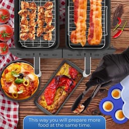 Airfryerrek 2-pack - Airfryer Accessoires - Airfryer-accessoire met dubbele mand - Grill voor hoge temperaturen - Multifunctioneel kookrek - Airfryer — thumbnail 3