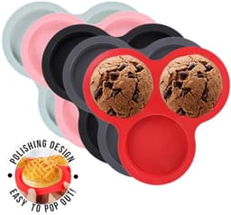 Siliconen cakevorm - 2 stuks - Taartvorm - 10 cm diameter - Eiervorm - Eierring - Bakplaat voor de airfryer - Voor Magnetron Kleine Taartjes Puddings Taart Ontbijt Patty - Geschikt voor airfryers van 6 liter en groter - rood — thumbnail 3