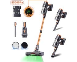 BLOSSOM Steelstofzuiger Draadloos - 550W/55Kpa/65Min - Kruimeldief - Stofzuiger Draadloos - Hepa - Touchscreen - Muurbevestigd ontwerp - Goud