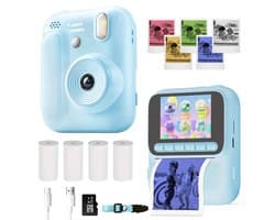 Kindercamera Full HD met Printer - 1080P - 32GB - Digitale Camera Kinderen - Selfie Camera - Video - Spelletjes - Blauw