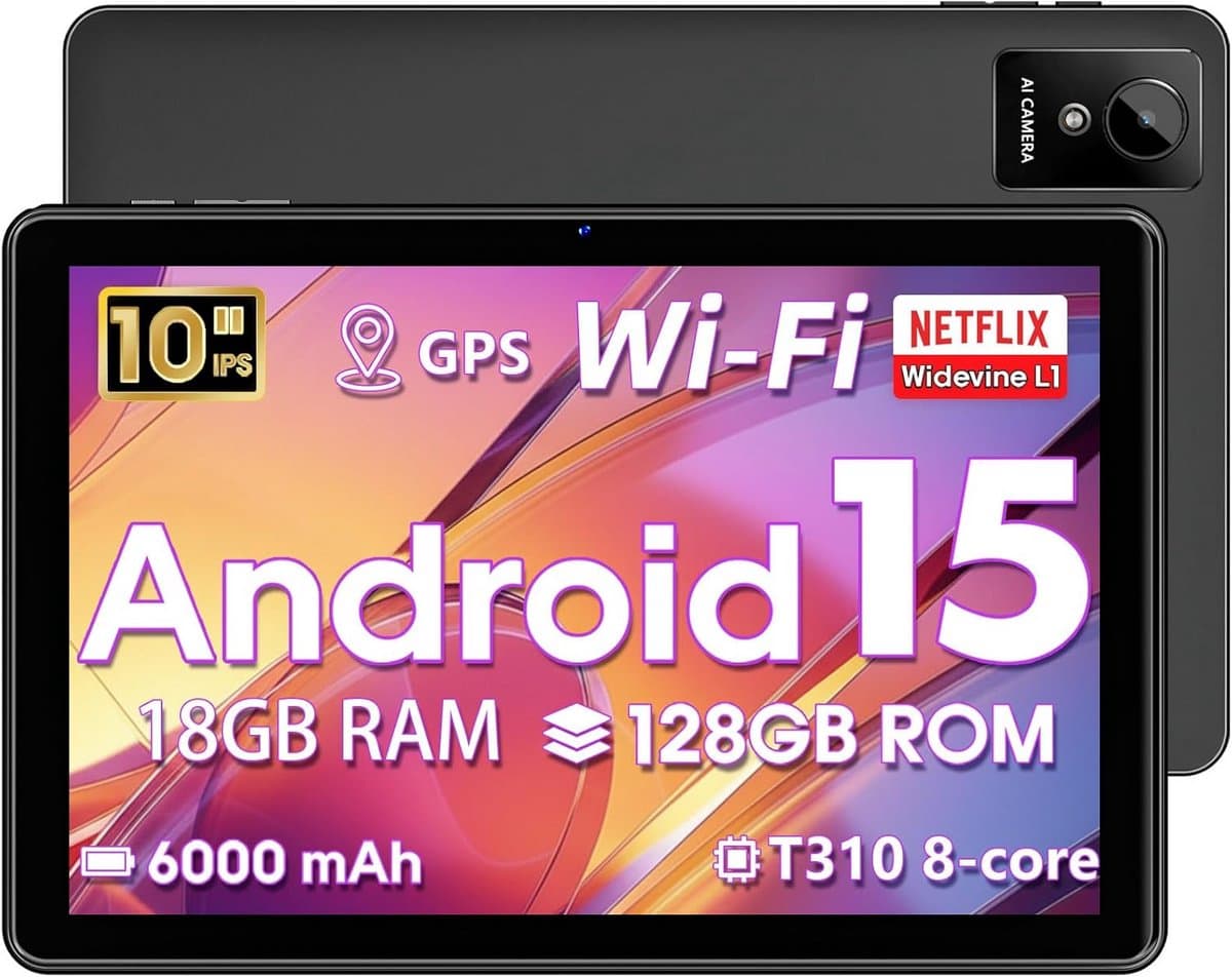 Krachtige 10 inch Android 15 Tablet met 18GB RAM, 1TB Uitbreidbaar en 5G WiFi — afbeelding 1