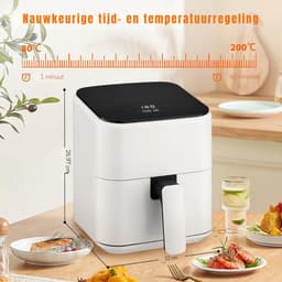 DYNA® Mini Airfryer - Airfryer - Heteluchtfriteuse - Compact - Wit - ‎26cm x 21cm x 28cm — thumbnail 4