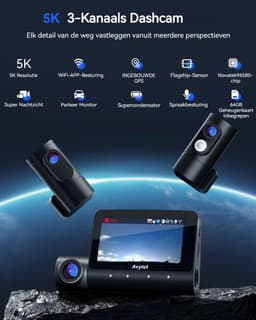 Avylet A8 - Dashcam Voor Auto - Drievoudige Lens - Ultra 5K & Full HD - 2025 model - Voor en Achter Camera - WiFi & GPS - 3 inch met App - Loop Opname - G Sensor - Parkeerbewaking - Infrared Night Vision - Voice Control — thumbnail 3