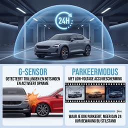 Senzo Dashcam - Voor Auto - 4K Ultra HD - Voor & Achter - Wifi & GPS - Nachtzicht - G-Sensor - Met Parkeerbewaking - Met App - 64GB — thumbnail 2