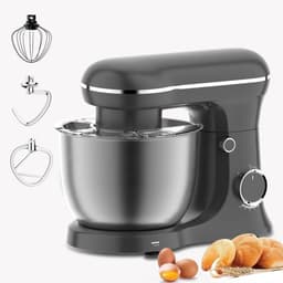 Deliqa keukenmixer - luxe deegmachine - 1500 w - 5 Liter - deegmachine met spatbescherming - RVS - 6 versnellingen — thumbnail 1