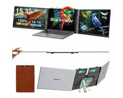 Blackview DCM8 15.3" Dubbele Draagbare Monitor – 100% sRGB – Extra Laptopscherm 13-17.3" – Uitbreidingsscherm – Plug & Play – Geschikt voor PC, Laptop, Xbox, PS3/4/5, Switch – Grijs
