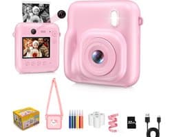 Impressora Térmica - Grote Kindercamera met foto printer - Instant camera - Digitale Camera Kinderen - Kinderfototoestel - Mini printer - Speelgoed camera - 48MP - Inclusief Cameratas + 4 papierrollen + 32GB sd kaart - Roze