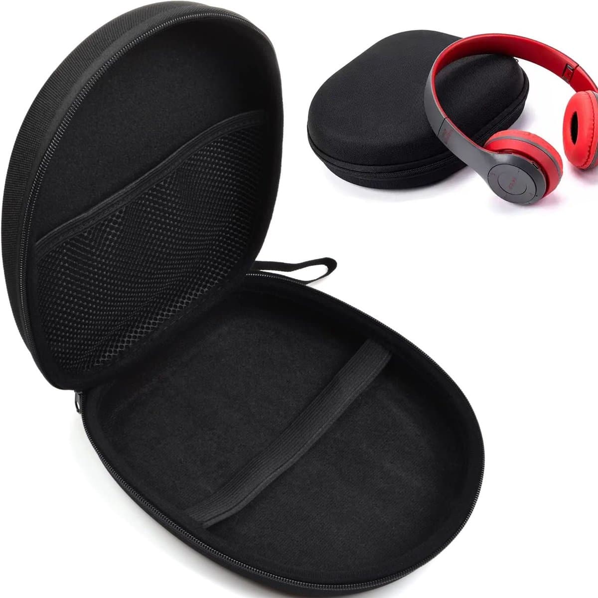 Koptelefoon Case - Koptelefoonhoes - On-ear/Over-ear - Harde Beschermhoes - Koptelefoon Hoesje - Beschermhoes - Draagtas - Waterbestendig - Stootvast - Oortjes Opberg Hoesje - Voor de meeste Bluetooth/HIFI/bedrade hoofdtelefoon/Gaming-headset - Zwart — afbeelding 1