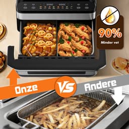 Fukstern Dubbele Airfryer XXL–11L 2500W–Tot 6 Personen-Dubbele Mand–30°C tot 200°C Instelbaar–8 Voorgeprogrammeerde Functies–Zilver — thumbnail 8