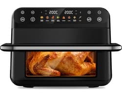Fukstern Dubbele Airfryer XXL–11L 2500W–Tot 6 Personen-Dubbele Mand–30°C tot 200°C Instelbaar–8 Voorgeprogrammeerde Functies–Zwart