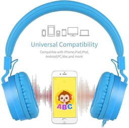 iPad Koptelefoon Kinderen - Hoofdtelefoon Kids Verstelbaar - On-Ear Volumebegrenzing - Blauw — thumbnail 2