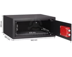 Homesafe HV24K Notebook Laptopkluis - Brede Safe voor Laptop & Tablet - Compacte Meubelkluis - Betrouwbaar Sleutelslot - Thuis & Kantoor Veiligheid - 40cm Breed - Grijs - Inclusief Montagebouten - Ideaal voor Studenten & Vakantieparken - Budgetkeuze