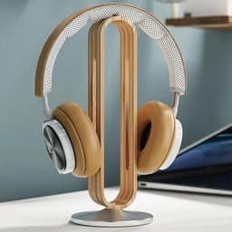Allero Standaard - Koptelefoonhouder - Koptelefoonstandaard - Koptelefoon houder - Bamboe Hout - Metalen voet - Antislip — thumbnail 3