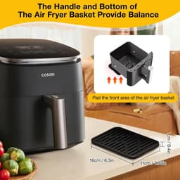 Heißluftfritteuse accessoires Gescht voor Ninja, Philips en COSORI, 2 stuks hittebestendige onderlaag siliconen voor universele Airfryer-mand, 16 x 11 cm verbrandingswerende siliconen tafelmat (Zwart-2) — thumbnail 5